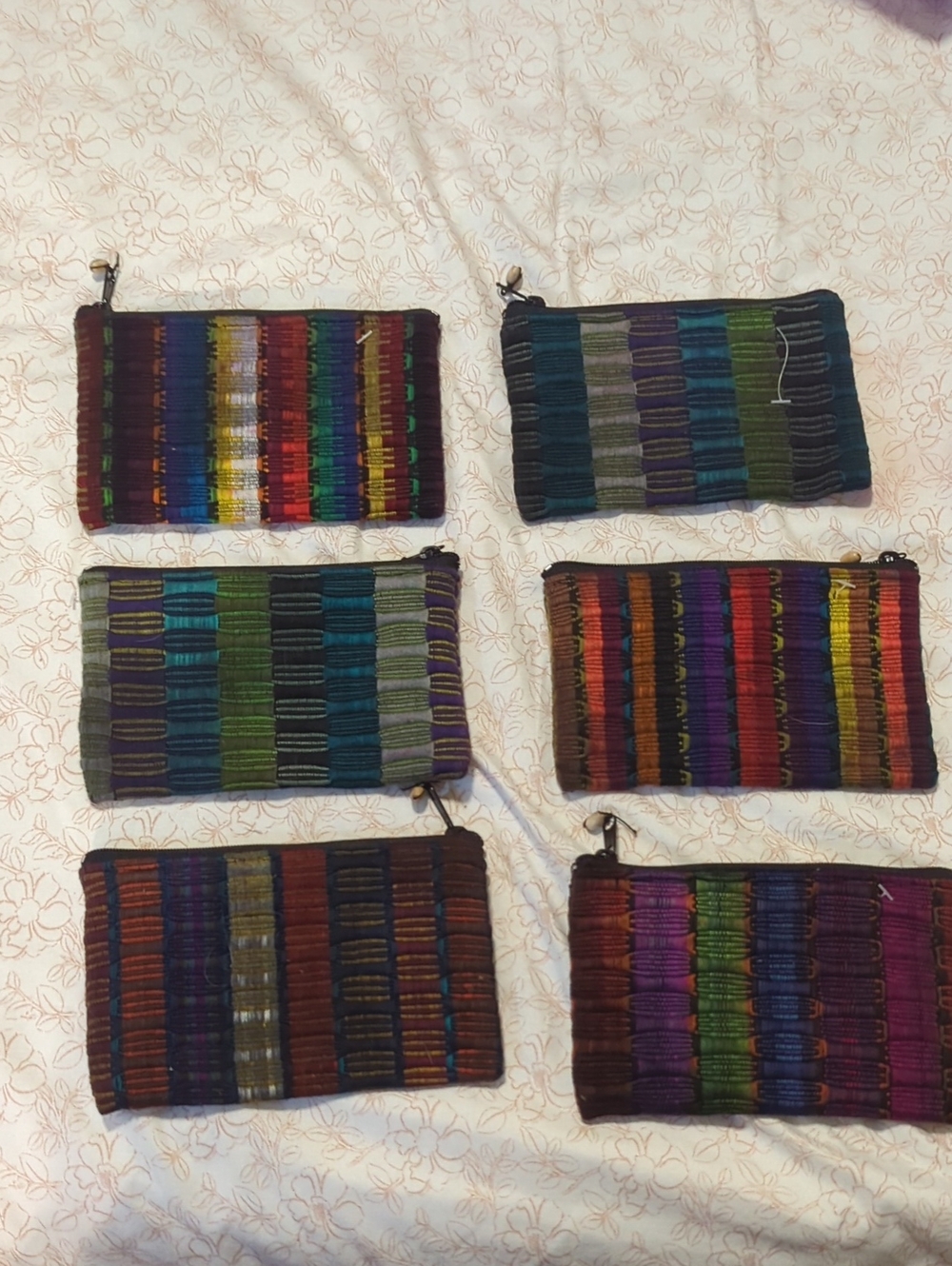 Handwoven Multicolor Women's Zipper Pouch - Ethnic Stripe Design